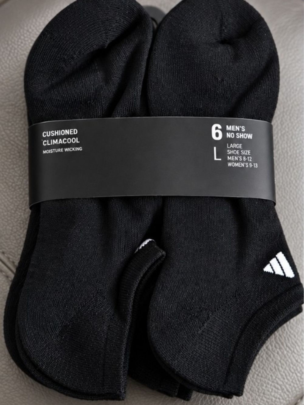 Adidas Men’s 6 Pair No Show Socks Large Shoe Size 8-12 Cushioned